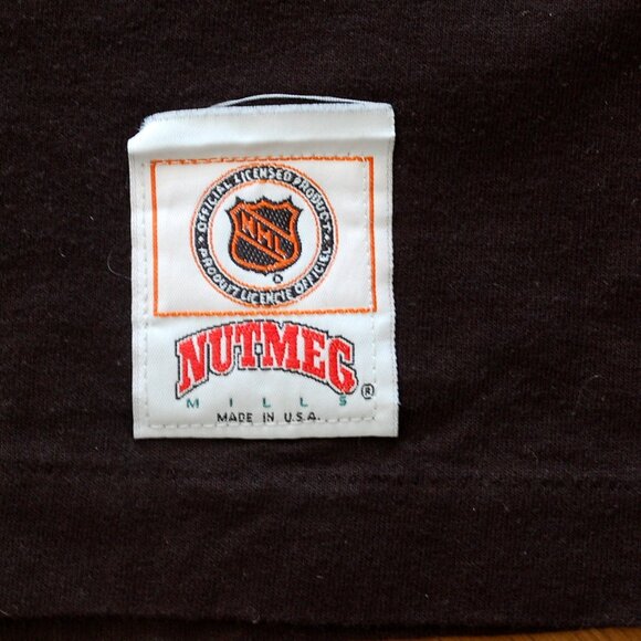 NHL Pittsburgh Penguins Nutmeg Tee T Shirt Black Made In USA Vintage 90's - Picture 2 of 6